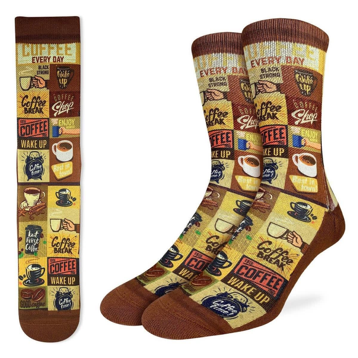 Good Luck Sock Coffee Time Socks Mens 8-13