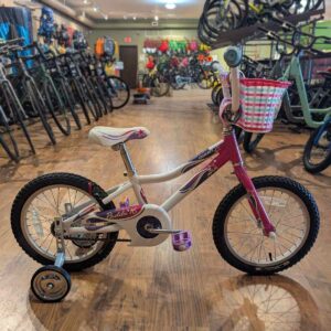 Giant Puddin 16" Pink White with Basket & Training Wheels Used