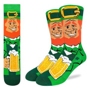 Good Luck Sock Leprechaun Drinking Beer Socks Mens 8-13