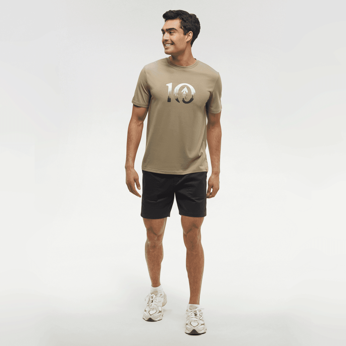 tentree M Cloudy Forest Ten Tee Khaki/Forest Shade - Image 3