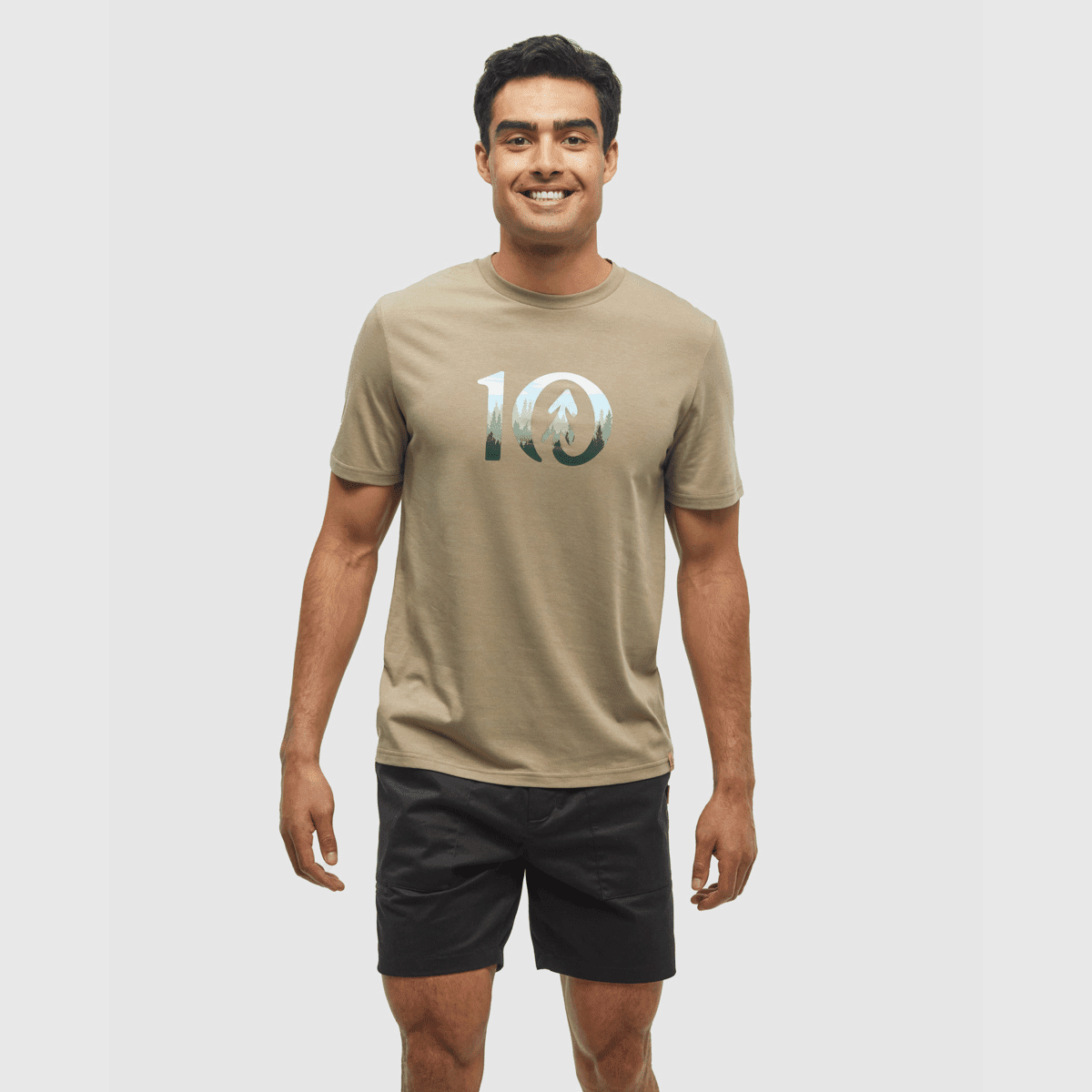 tentree M Cloudy Forest Ten Tee Khaki/Forest Shade