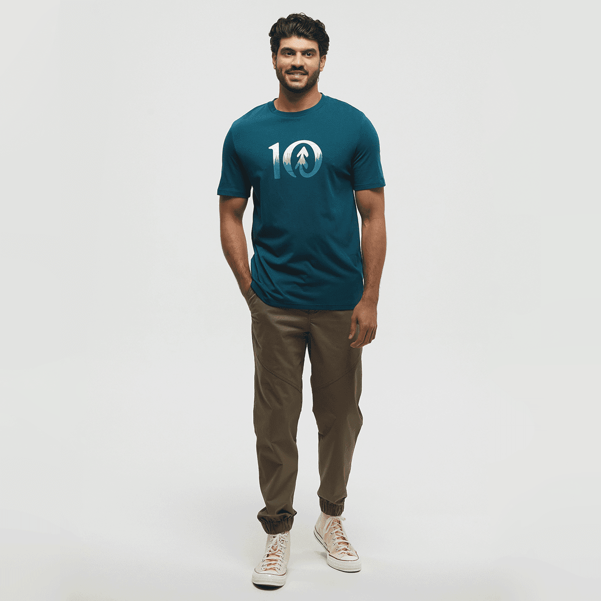 tentree M Cloudy Forest Ten Tee Jasper/Oasis - Image 3