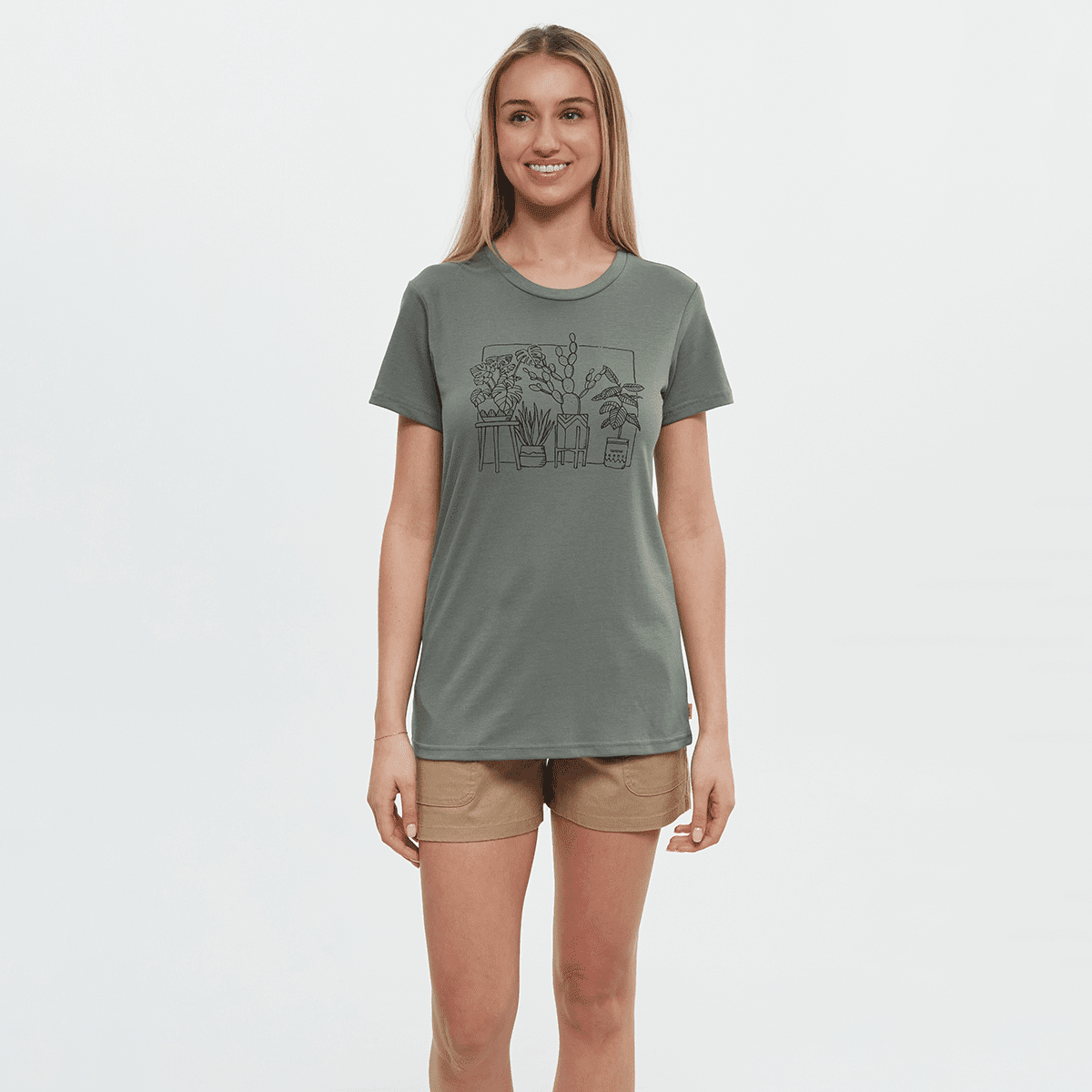 tentree W Plant Tee Agave Green/Meteorite