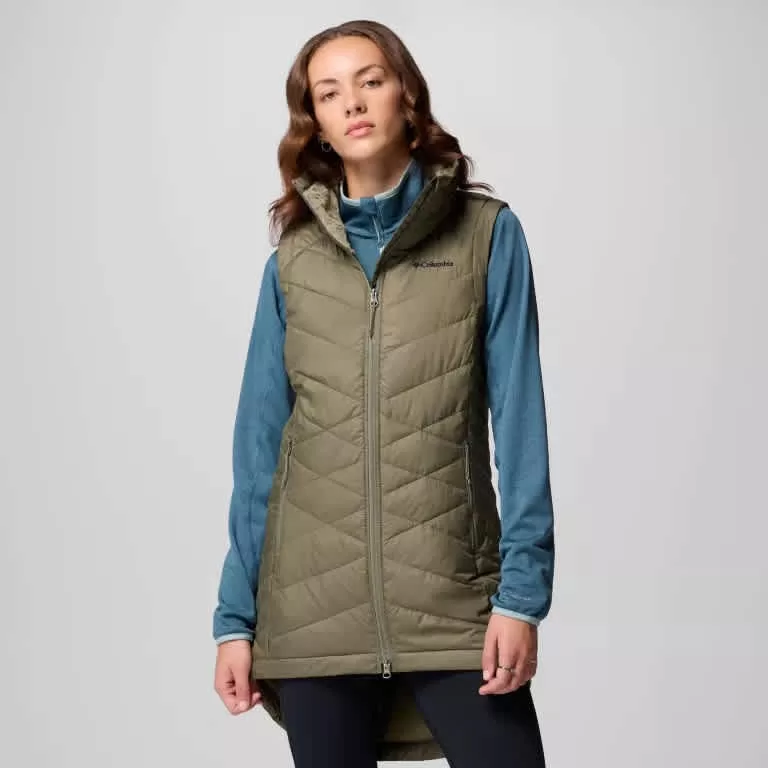 Columbia W Heavenly II Long Vest Stone Green