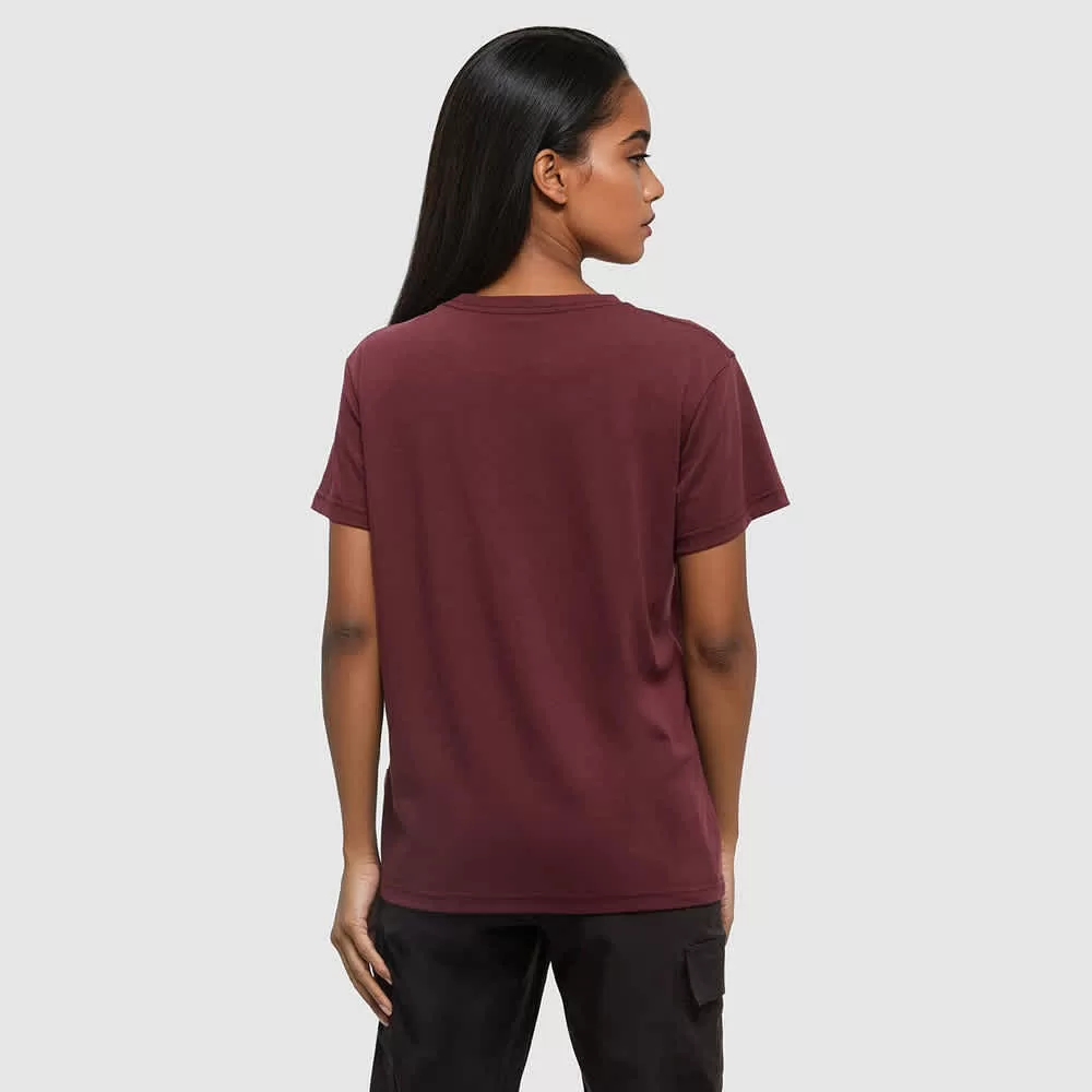 tentree W Fernleaf Ten Tee Burgundy/Brushed Nickel - Image 3