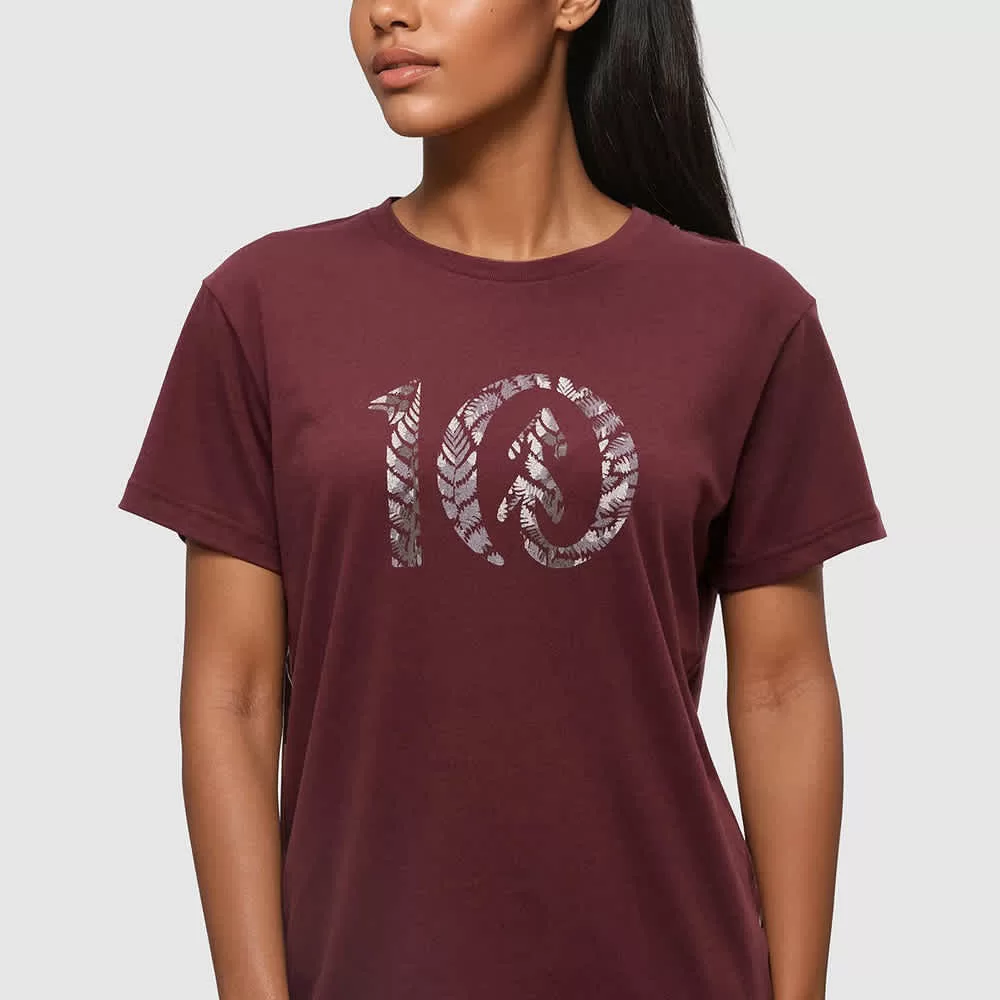 tentree W Fernleaf Ten Tee Burgundy/Brushed Nickel - Image 2