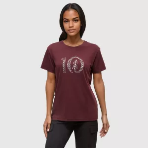 tentree W Fernleaf Ten Tee Burgundy/Brushed Nickel