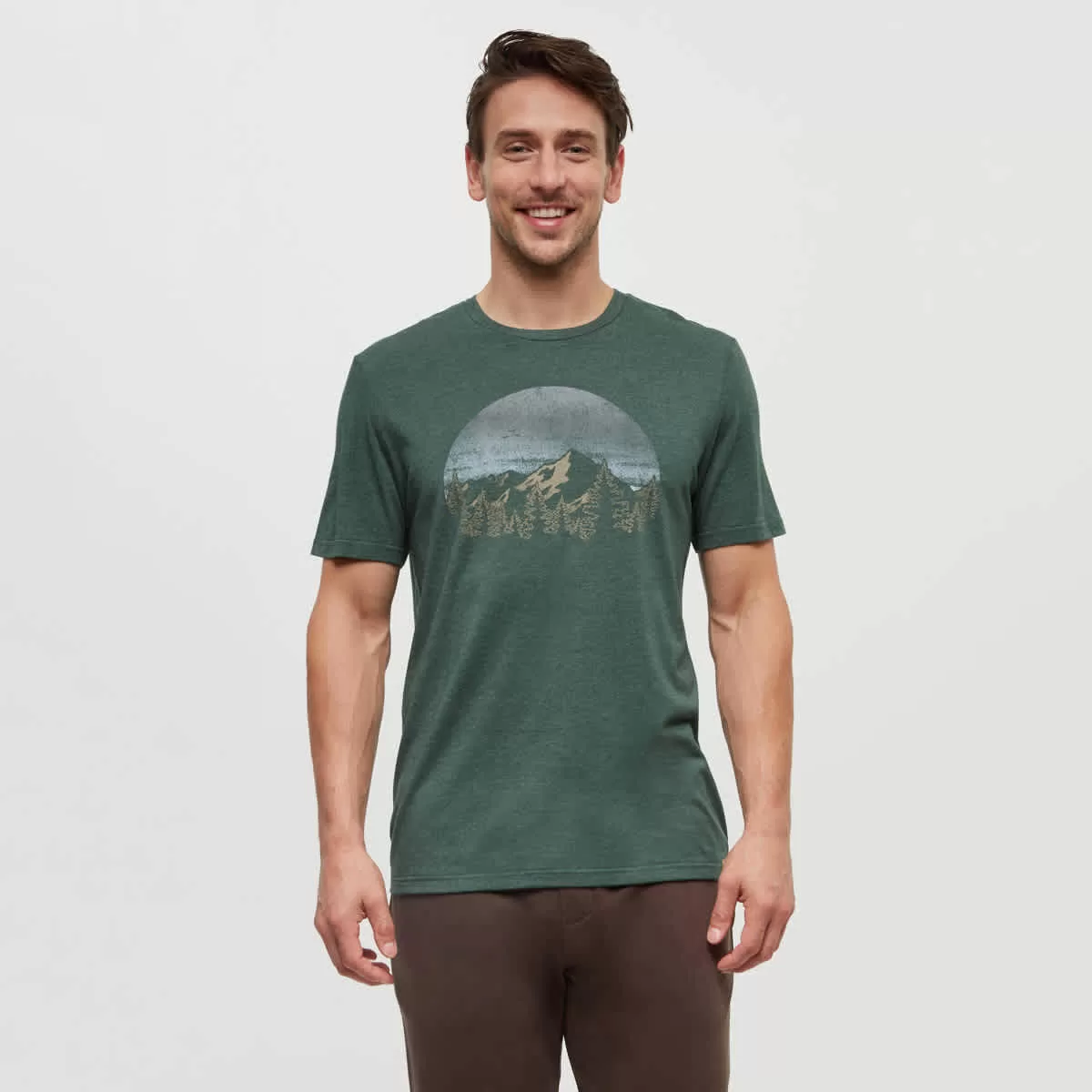 tentree M Vintage Sunset Tee Forest Pine Heather/Ocean Air