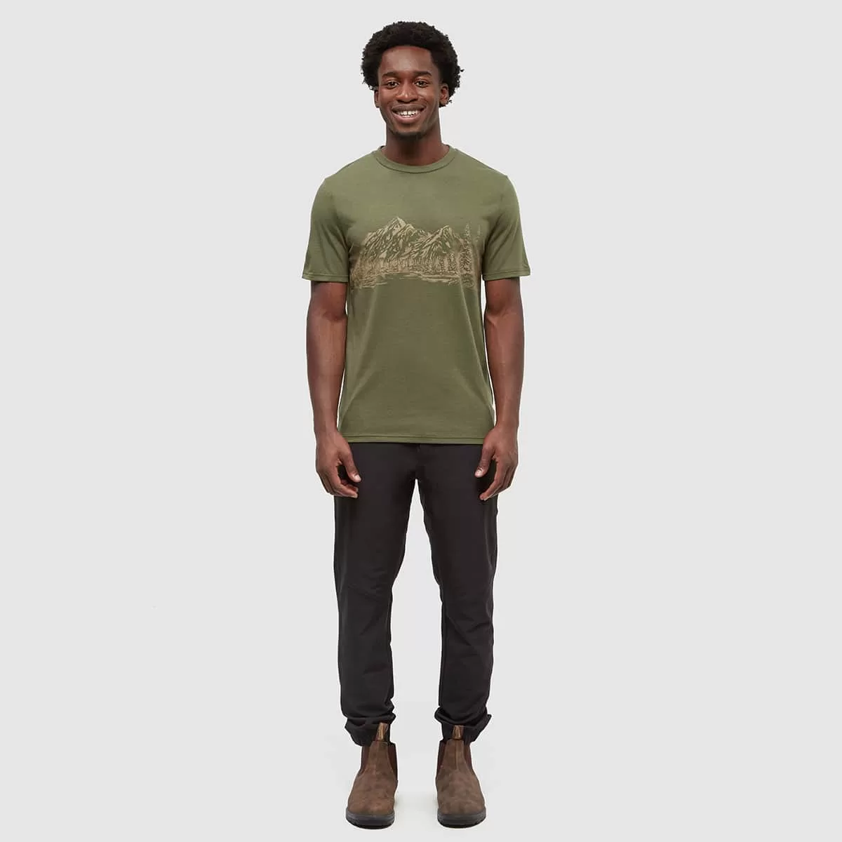 tentree M Mountain Scenic Tee Olive/Edgewood - Image 4