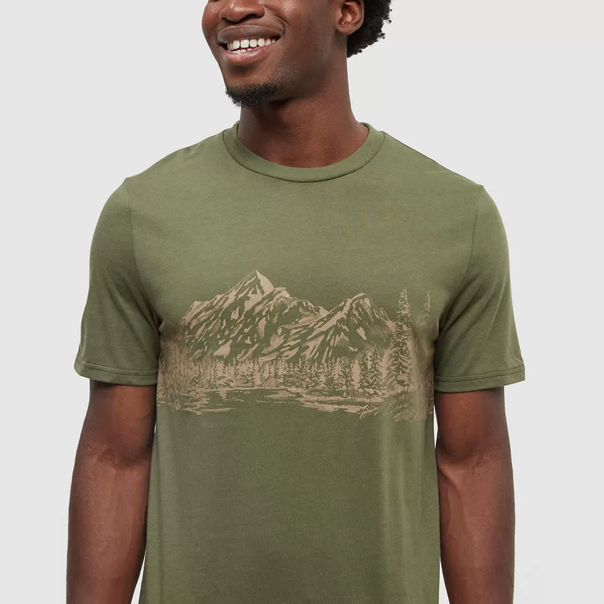 tentree M Mountain Scenic Tee Olive/Edgewood - Image 3