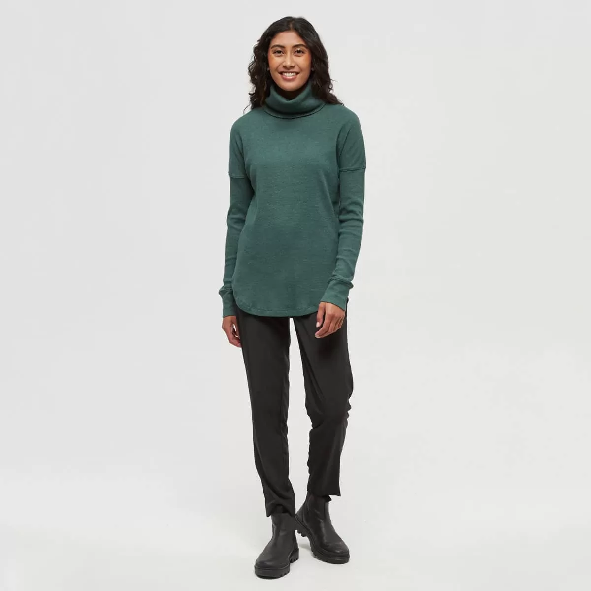 tentree W Highwood Turtleneck Forest Pine Heather - Image 3