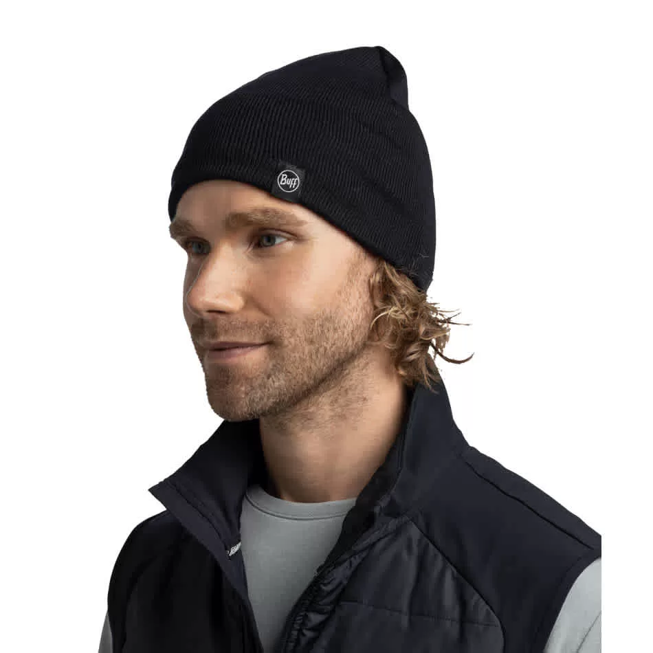 Buff Knitted & Fleece Band Beanie Lilon Short Black