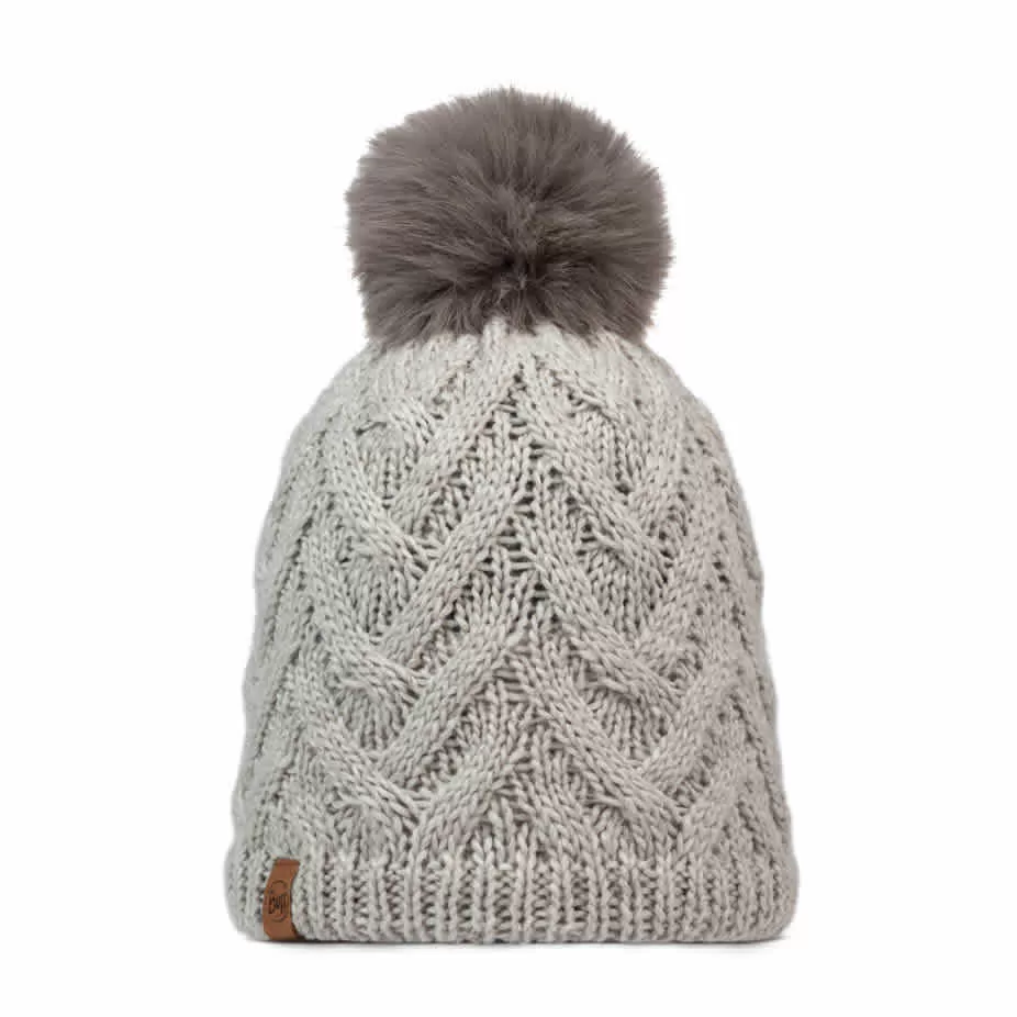 Buff Knitted & Fleece Band Beanie Caryn Ecru - Image 3