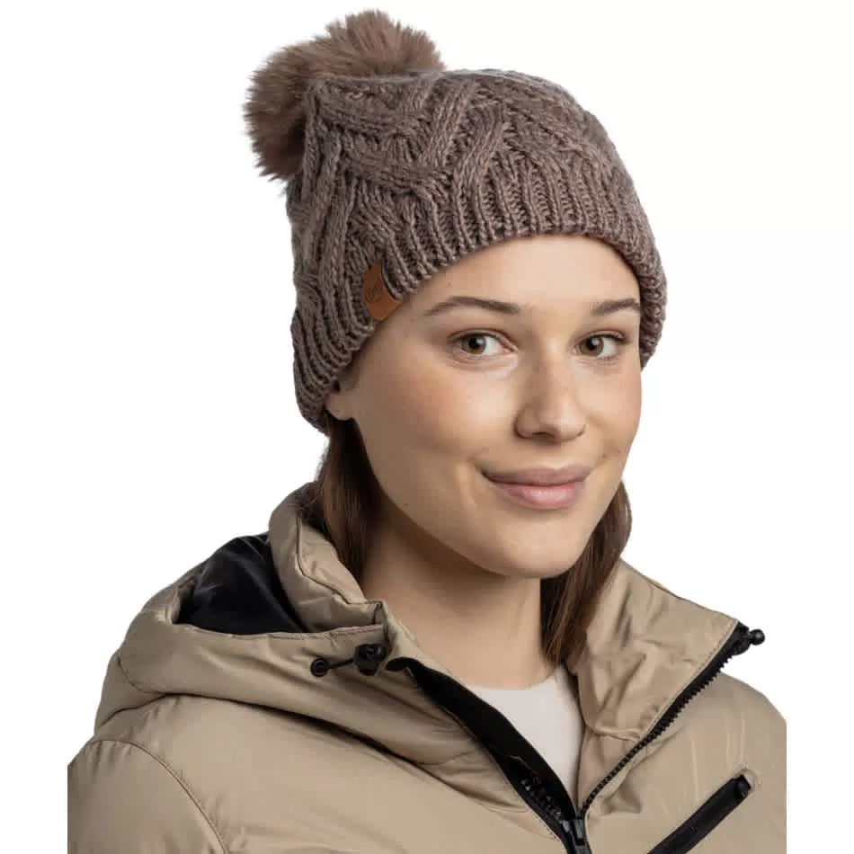 Buff Knitted & Fleece Band Beanie Caryn COBBLESTONE