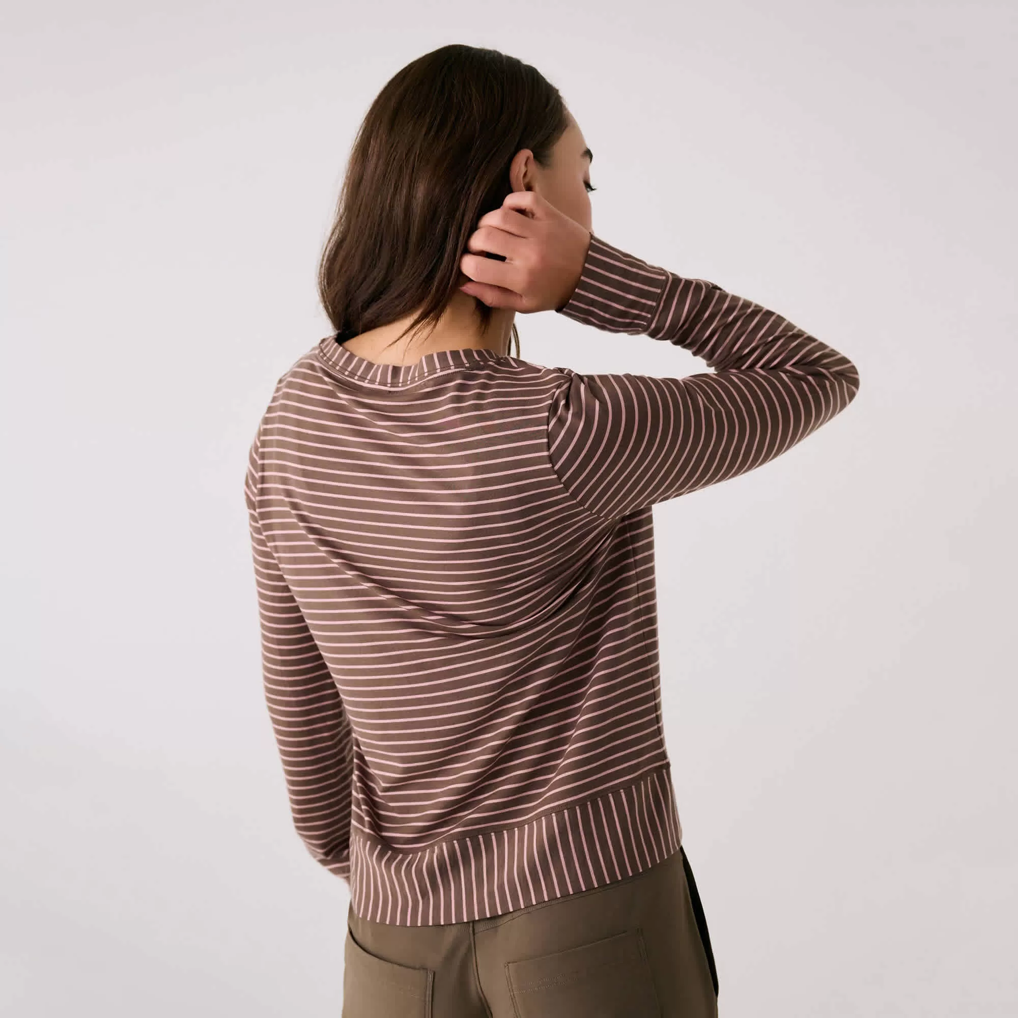 Lole Dynamic Long Sleeves - Mocha Stripe - Image 3