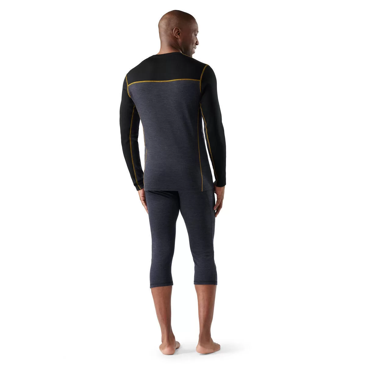 Smartwool M Thermal Merino Baselayer Crew Charcoal -Honey - Image 2