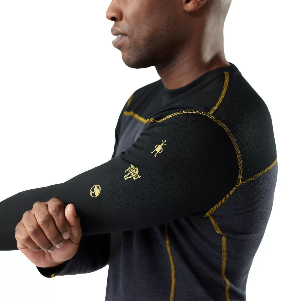 Smartwool M Thermal Merino Baselayer Crew Charcoal -Honey - Image 3