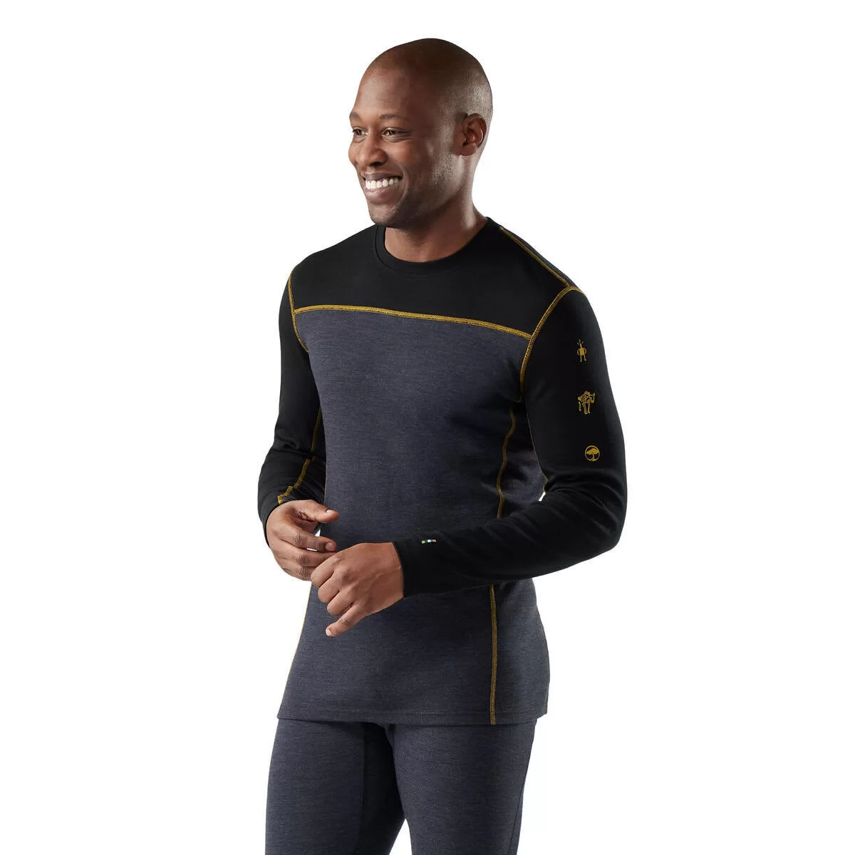 Smartwool M Thermal Merino Baselayer Crew Charcoal -Honey