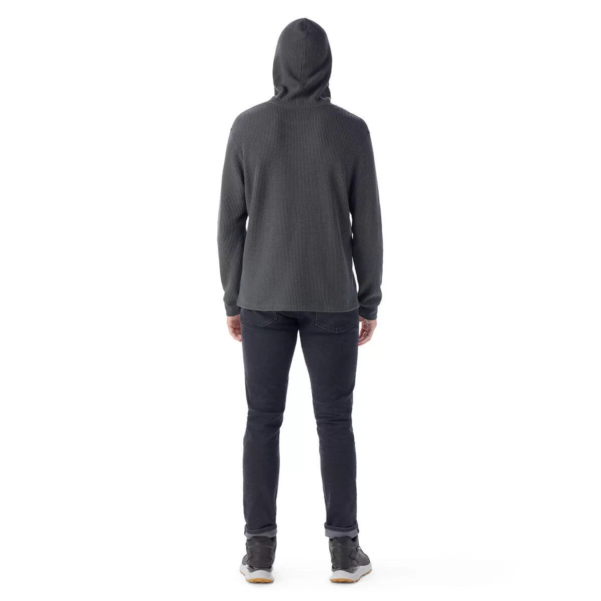 Smartwool M Waffle Henley Hoodie Charcoal - Image 2