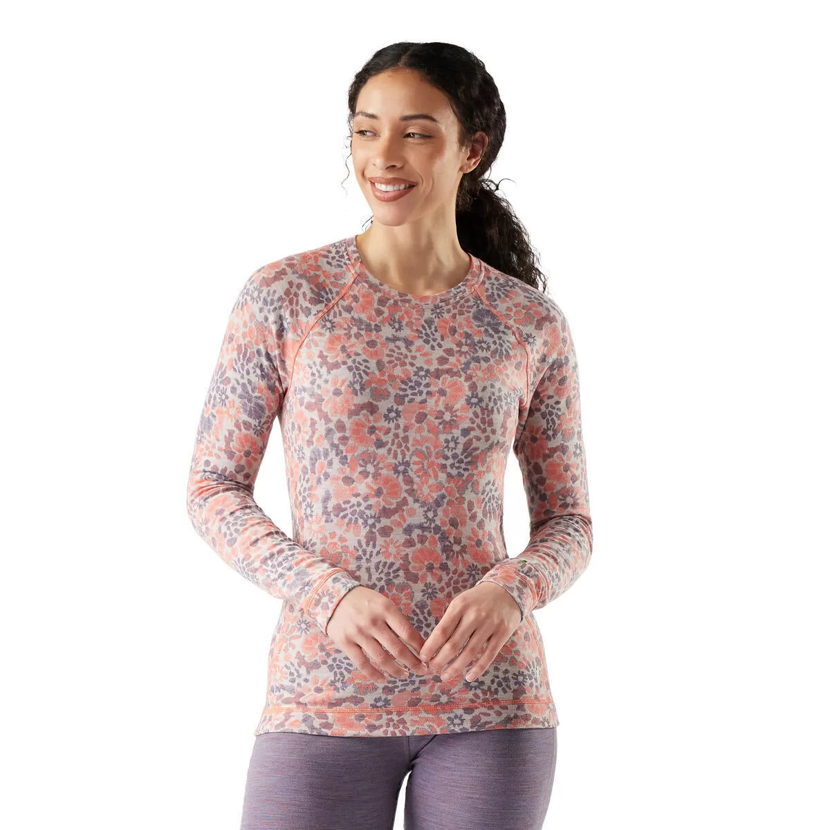 Smartwool W Thermal Merino Baselayer Crew Coral Floral