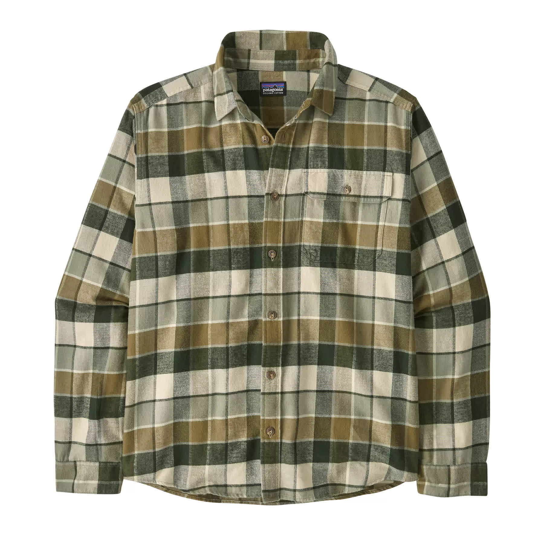 Patagonia M L/S LW Fjord Flannel Shirt Rocky: OG Grn
